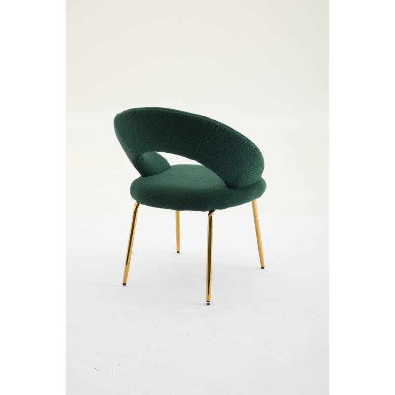 Teddy Fabric Kitchen Chair with Curved Backrest and Metal Legs for Kitchen