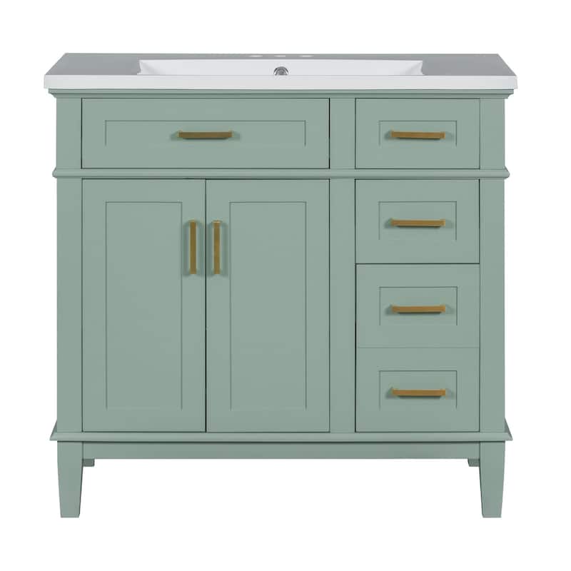 36 inch MDF Freestanding Bathroom Vanity Set with Integrated Ceramic Sink - 36" x 18" x 35"