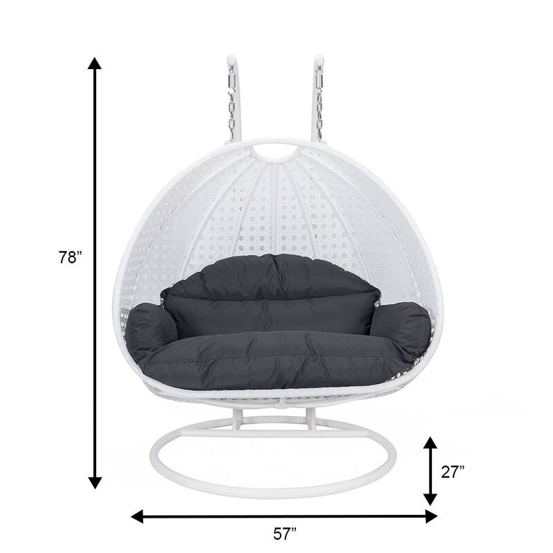 Egg Shaped 2-Person Swing Chair Set with Iron Stand Removable and Washable Cushion for Indoor Outdoor