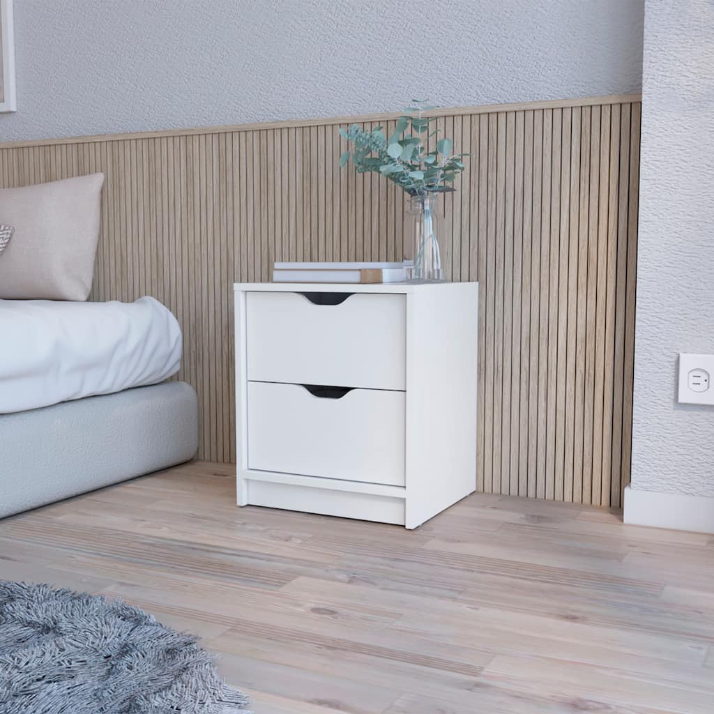 White 2-Drawer Nightstand, Ergonomic Design, Ample Storage, Convenient Access