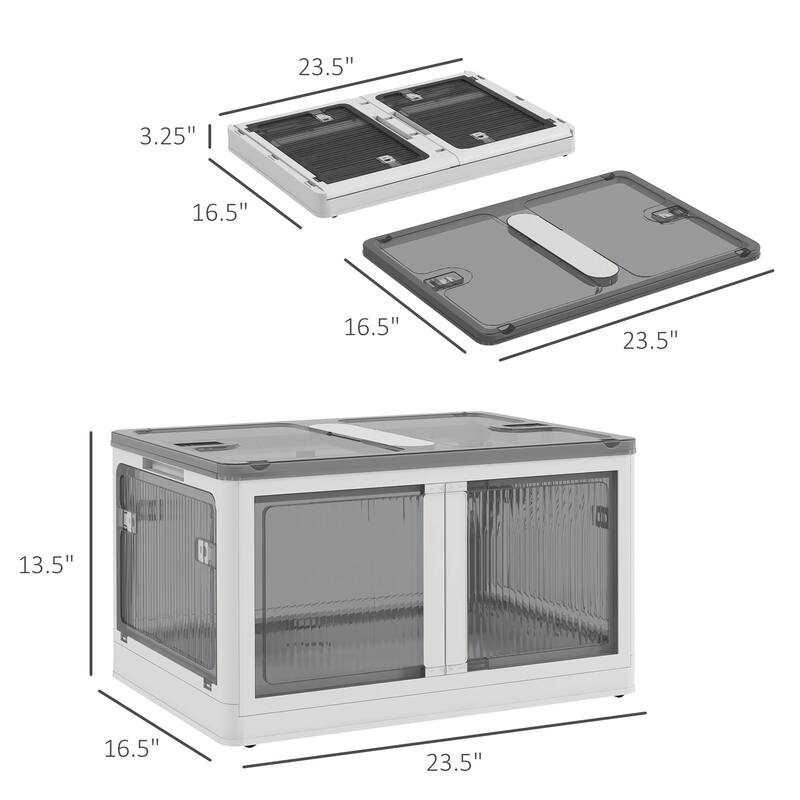 HOMCOM Stackable Storage Bins with Lids, Collapsible Storage Bins, 18 Gal
