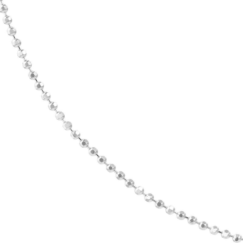 Curata 14k White Gold 1.15mm Diamond Cut Bead Chain Necklace (Lobster) Options: 16 18 20