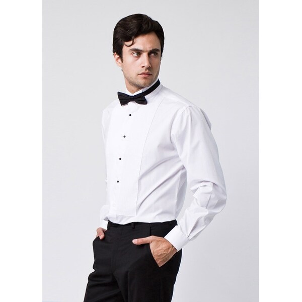 white dinner shirt with black buttons