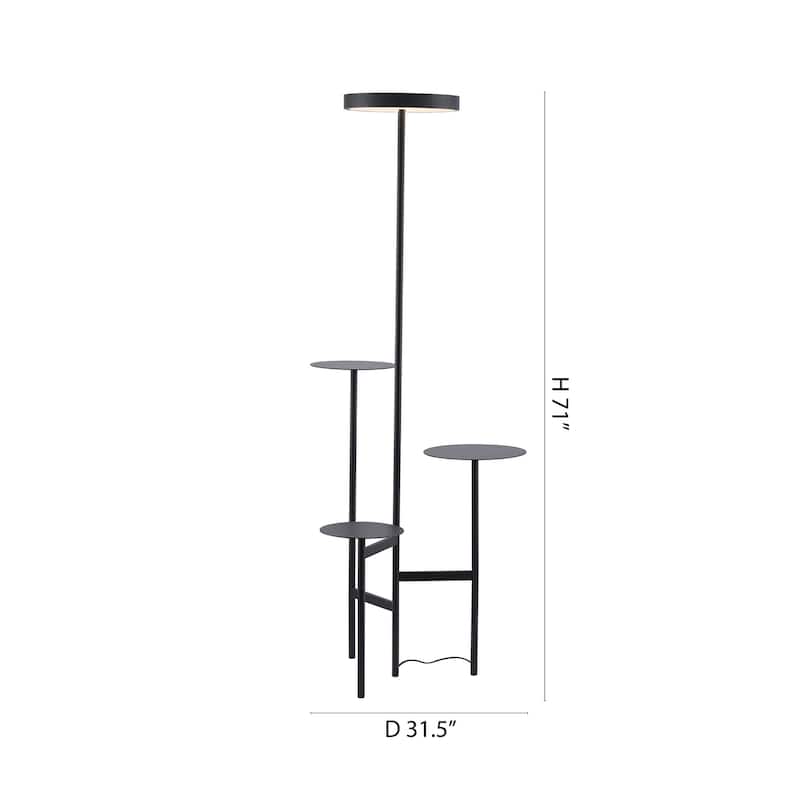 Modern 1-Light Black Iron LED Floor Lamp With A Shade - N/A