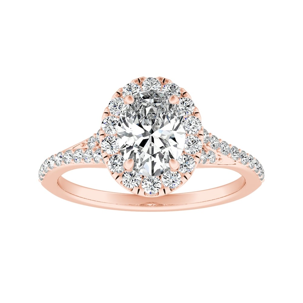 Auriya 14k Gold 3/4cttw Oval Shape Halo Diamond Engagement Ring