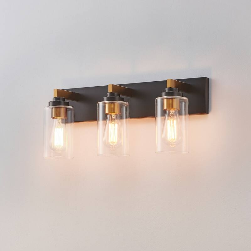 KAWOTI 3-Light Bathroom Vanity Light with Clear Glass Shade