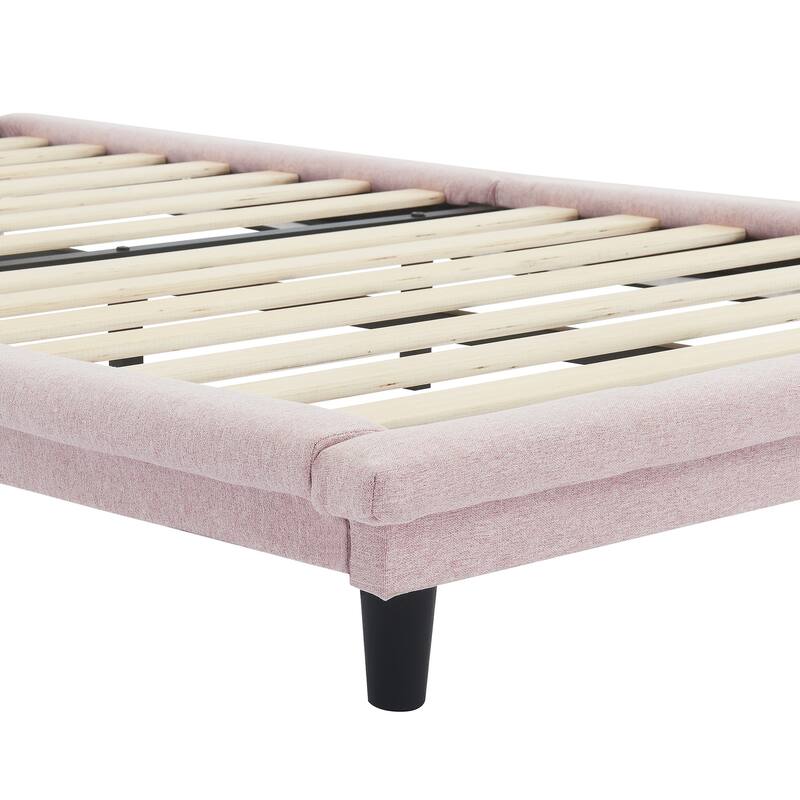 Twin Size Upholstered Bed with Light Stripe, Floating Platform Bed