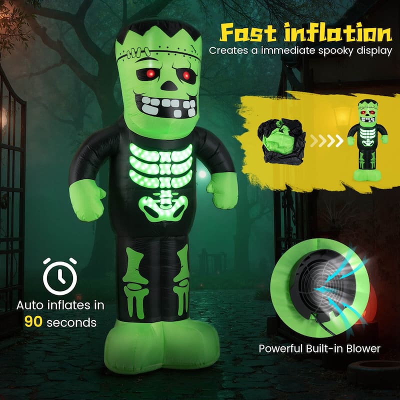 8.4 Ft Halloween Inflatable Frankenstein Skeleton Light Up Decoration