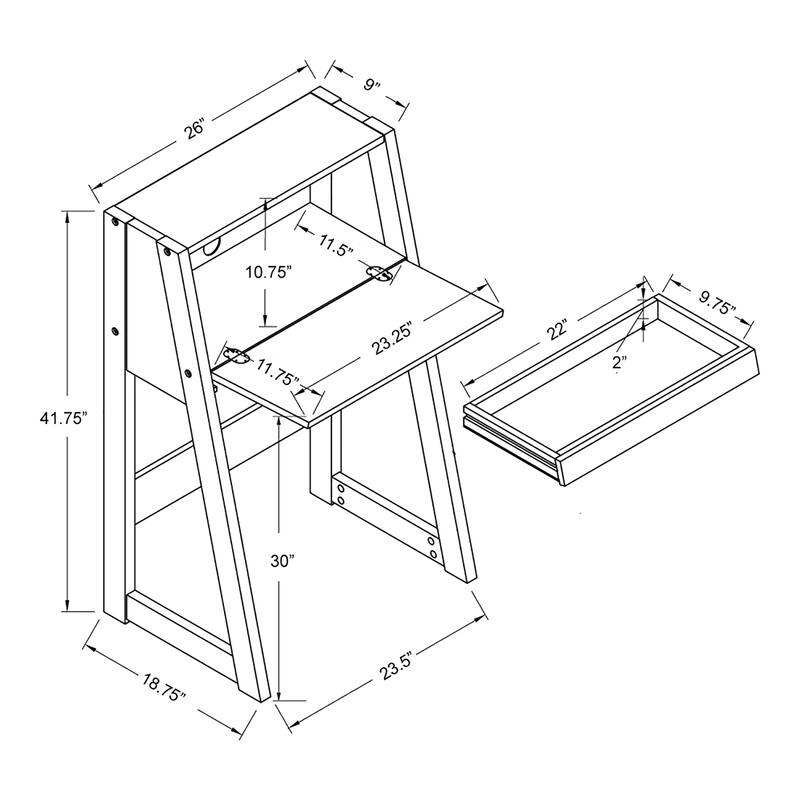 DH BASIC Modern Black Leaning 26" Privacy Writing Desk by Denhour