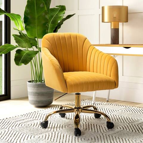 HULALA HOME Modern Upholstered Adjustable Swivel Office Chair