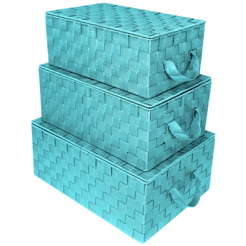 Woven Storage Basket Set - N/A - Blue