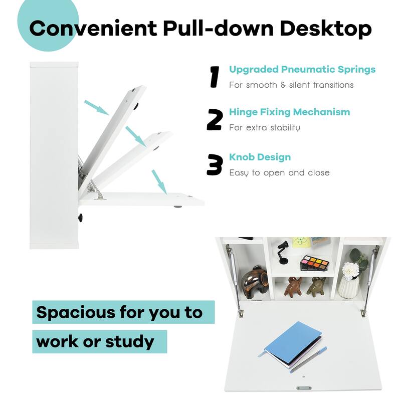Costway Wall-Mount Floating Desk Foldable Space Saving Laptop - See details