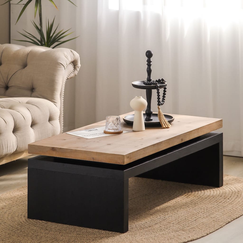 Versatile Coffee Table 2-Tier End Table Black Center Table