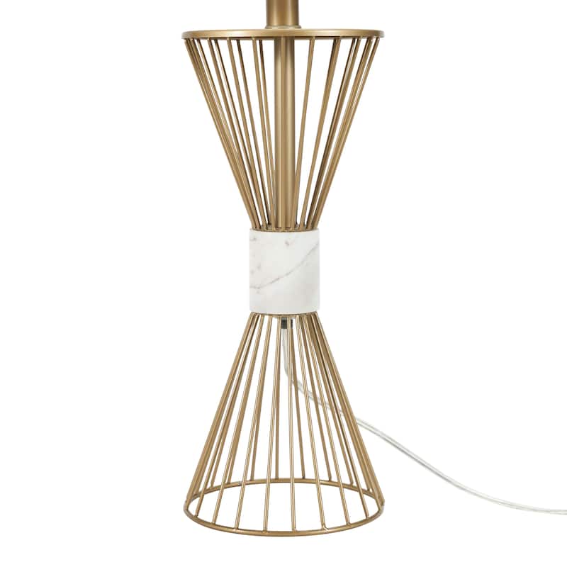 Nourison 27" Gold Metal & Marble Wire Triangle Table Lamp