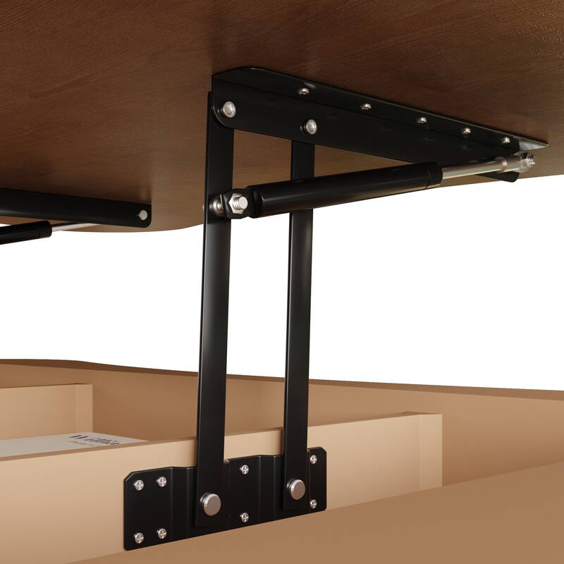 Lift Top Coffee Table with Hidden Storage, Hydraulic Rising Center Table, Fluted Panel Sofa Table with Rounded Corners