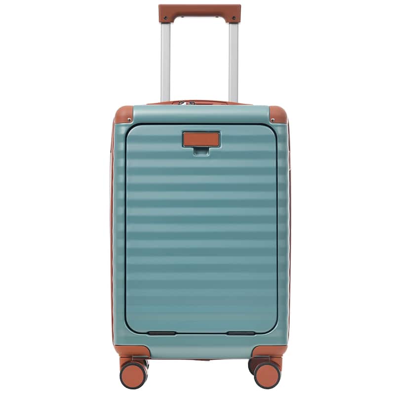 5 Piece ABS Hardside Lightweight Expandable Carry on Suitcase with Spinner Wheels TSA Lock USB Port Cup Holder and Toiletry Bag