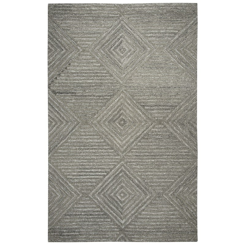 Alora Decor Makalu Hand-tufted Diamond Solid Wool Rug - 5'x8' - Grey - Rectangle