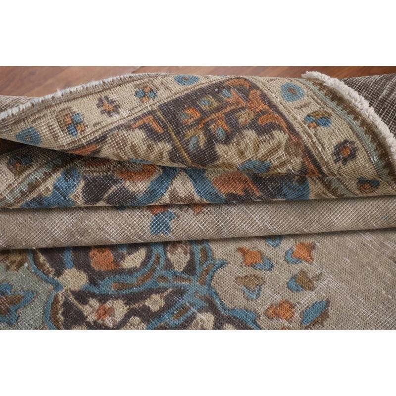 Distressed Over-Dyed Tabriz Persian Antique Rug Handmade Wool Carpet - 6'5"x 9'3"