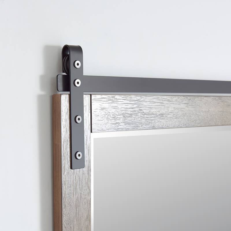 Cortes 72" Bathroom Vanity Barndoor Wall Mirror in Grey