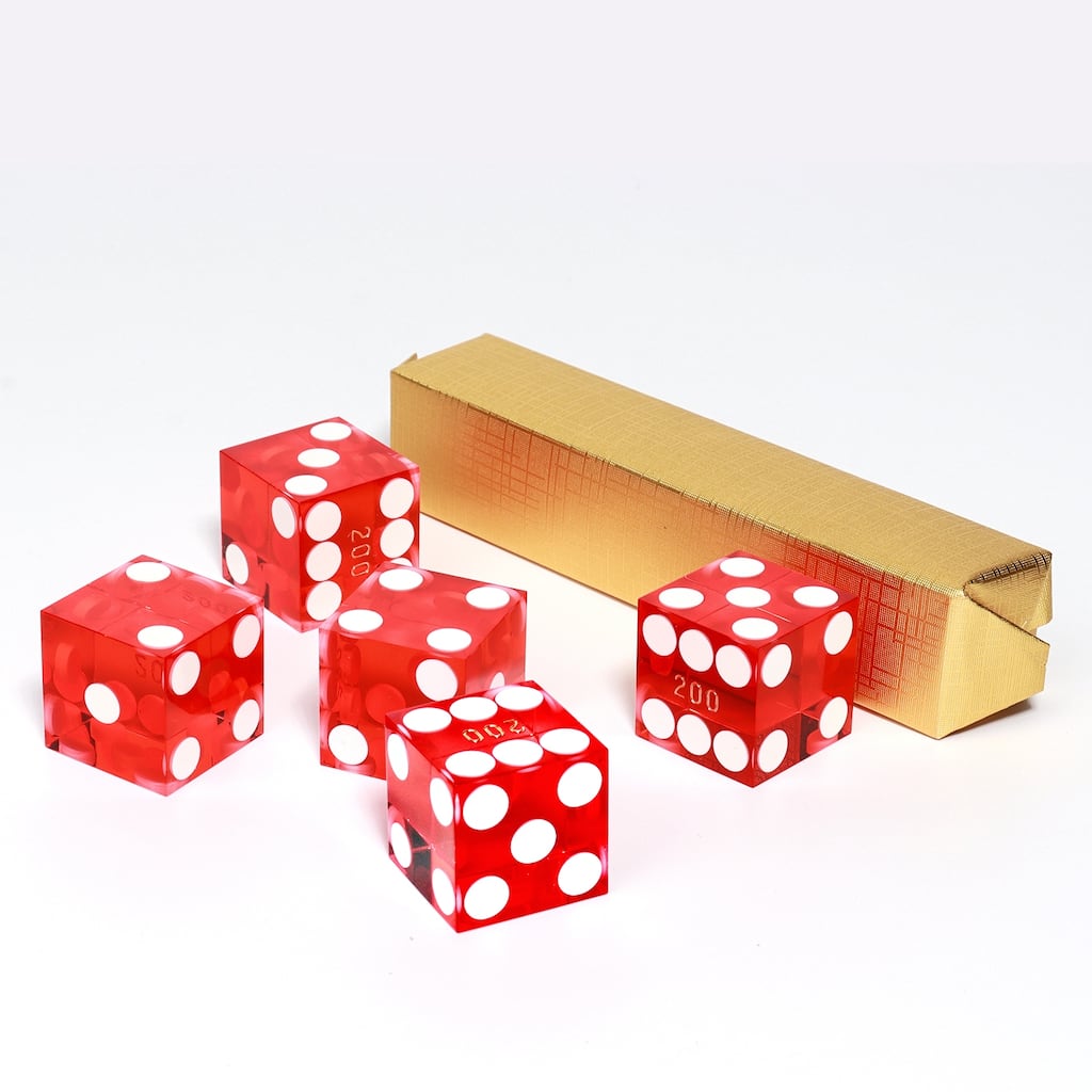 GSE™ AAA Grade 19mm Casino Craps Dice Set of 5 with Matching Serialized Numbers for RPG, Dice Stacking, Yahtzee Dice Games