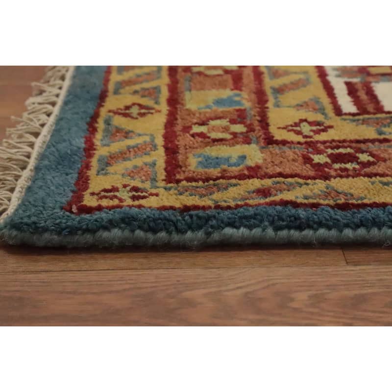 Hand Knotted Oriental 100% Wool Carpet Transitional All-Over Navy Blue & Blues Oushak Area Rug - 14' 9'' X 11' 11''