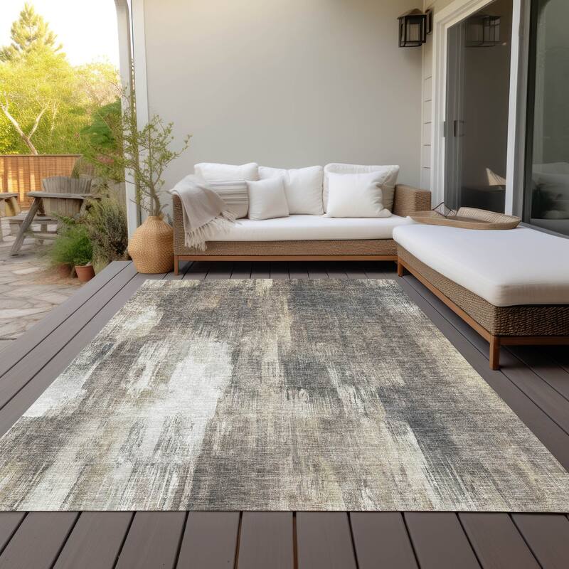 Machine Washable Indoor/ Outdoor Modern Ombre Chantille Rug