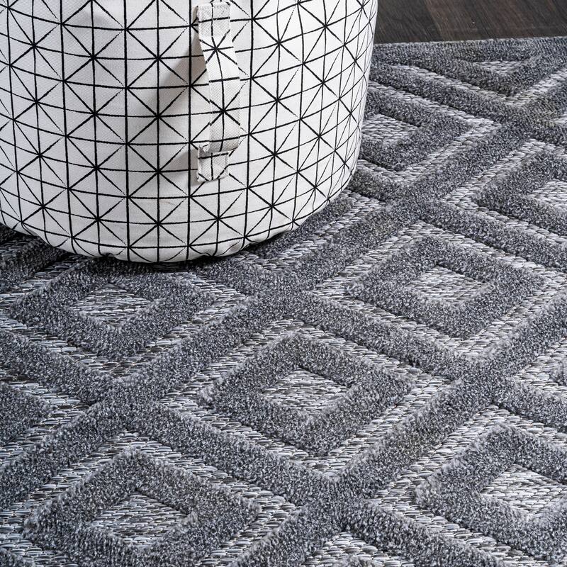 JONATHAN Y Ankara Neutral Diamond Trellis Indoor/Outdoor Area Rug