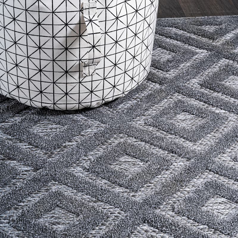 JONATHAN Y Ankara Neutral Diamond Trellis Indoor/Outdoor Area Rug
