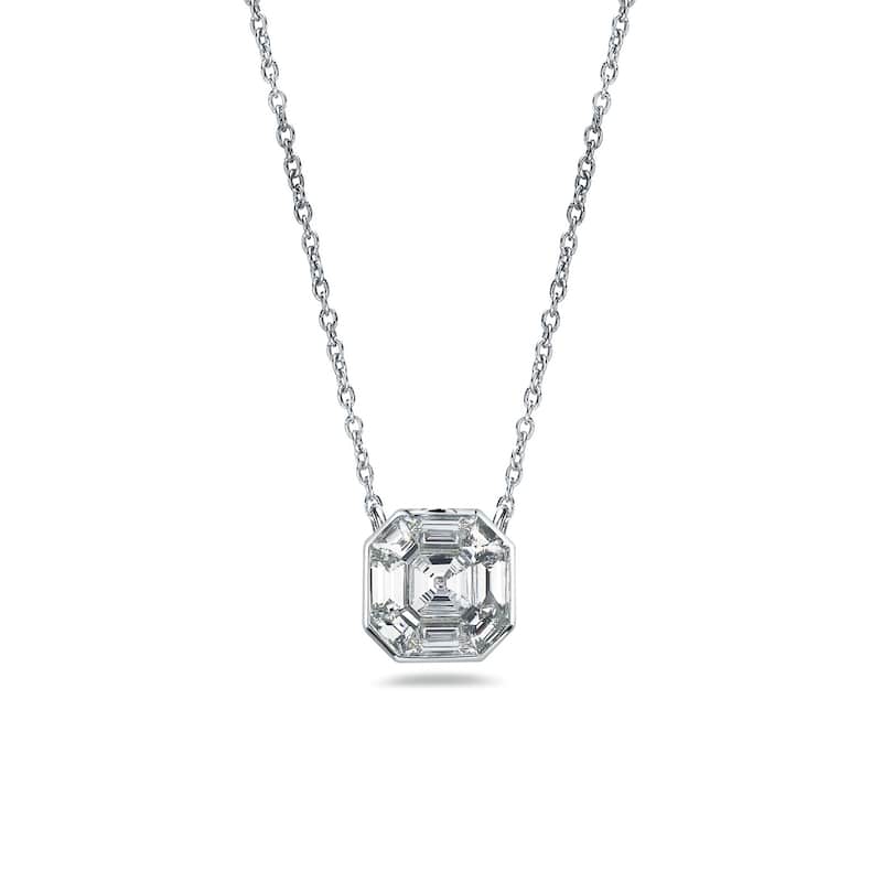 Auriya 14k Gold 1/3ctw Asscher-cut Diamond Station Necklace (G-H, VS1-VS2)