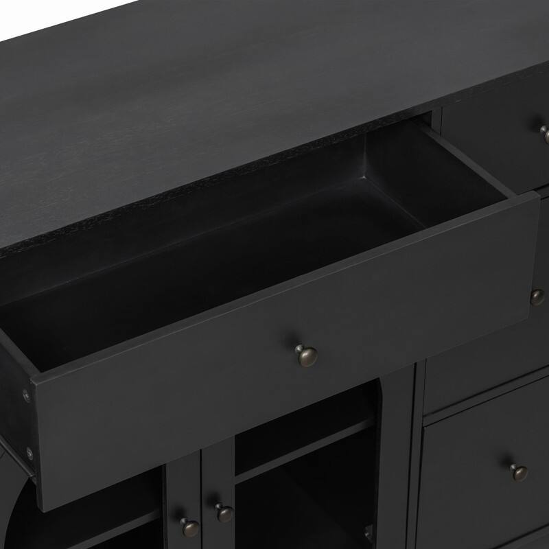 55.1" Large Storage Cabinet with 2 Doors and 7 Drawers for Living and Dining Room Organization