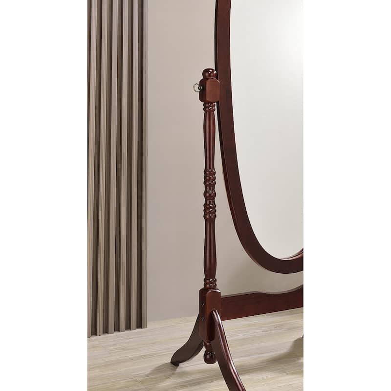 Cherry Finish Cheval Floor Mirror - N/A
