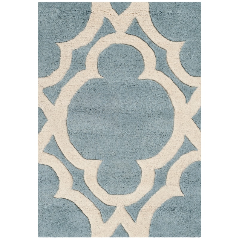 SAFAVIEH Handmade Chatham Naemi Modern Wool Rug - 2' x 3' - Blue/Ivory
