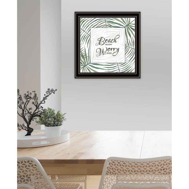 TrendyDecor4U Contemporary "BEACH MORE, WORRY LESS" Framed Print Wall Art