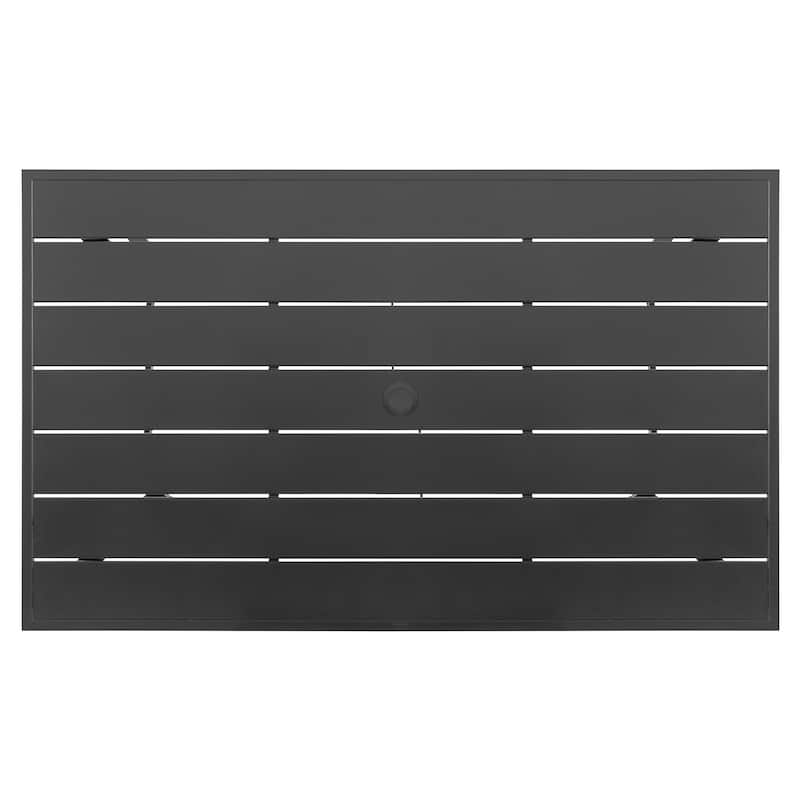 Outdoor Dining Set, Iron Finish, Black with Gold Speckles