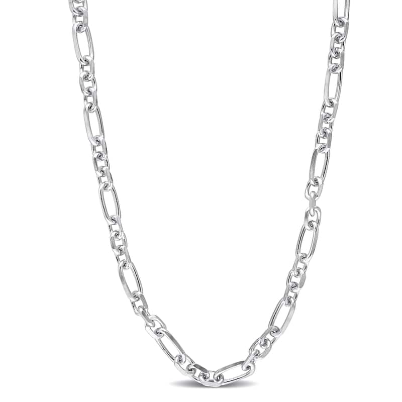 Miadora Sterling Silver Diamond Cut Figaro Rolo Necklace