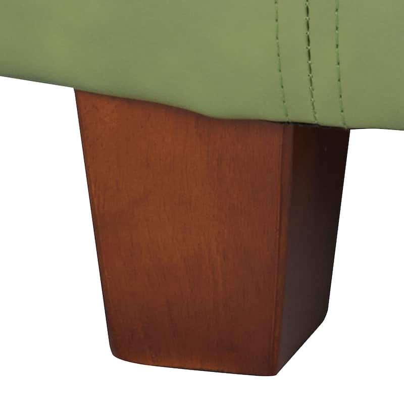 Porch & Den Rockwell Green Faux Leather Round Storage Ottoman