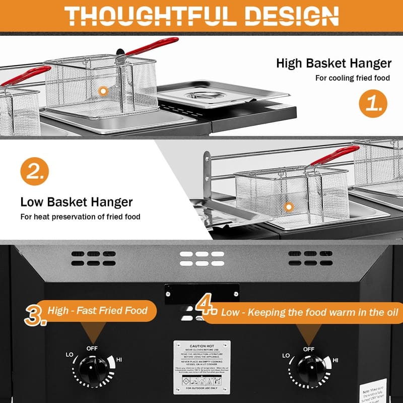 Outdoor Deep Fryer With Dual 8QT Stainless Steel Tank & Basket - N/A