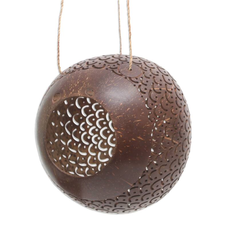 Novica Handmade Sea Scales Coconut Shell Birdhouse