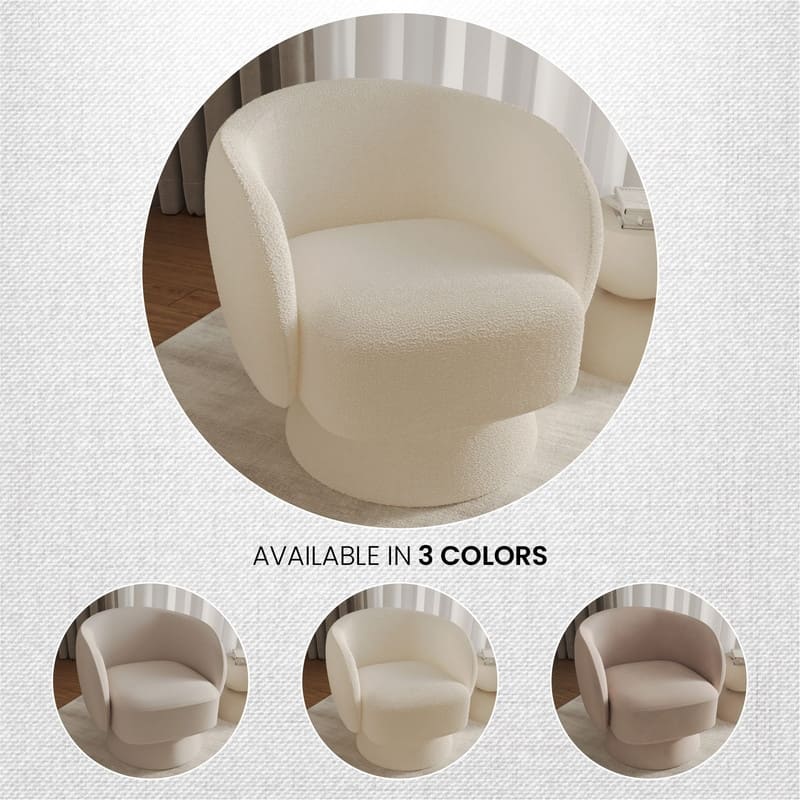 Raze 31" Swivel Accent Armchair Upholstered in Boucle/Velvet/Linen Fabric with Plush Cushioning and Solid Wood Support