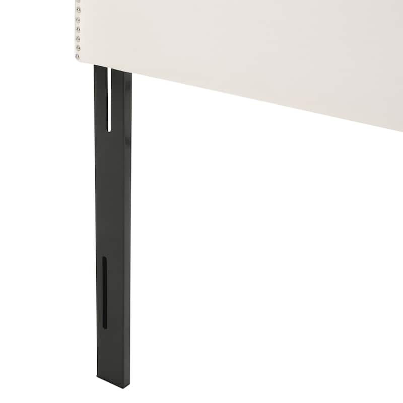 Queen bed, Headboard with Black finish on height-adjustable legs