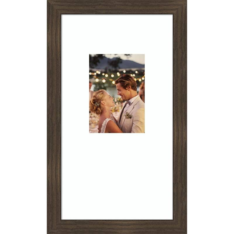 Woodgrain Stripe Blonde Framed Picture Frame, Photo Frame - 10x18 Matted to 5x7 - Woodgrain Stripe Chocolate