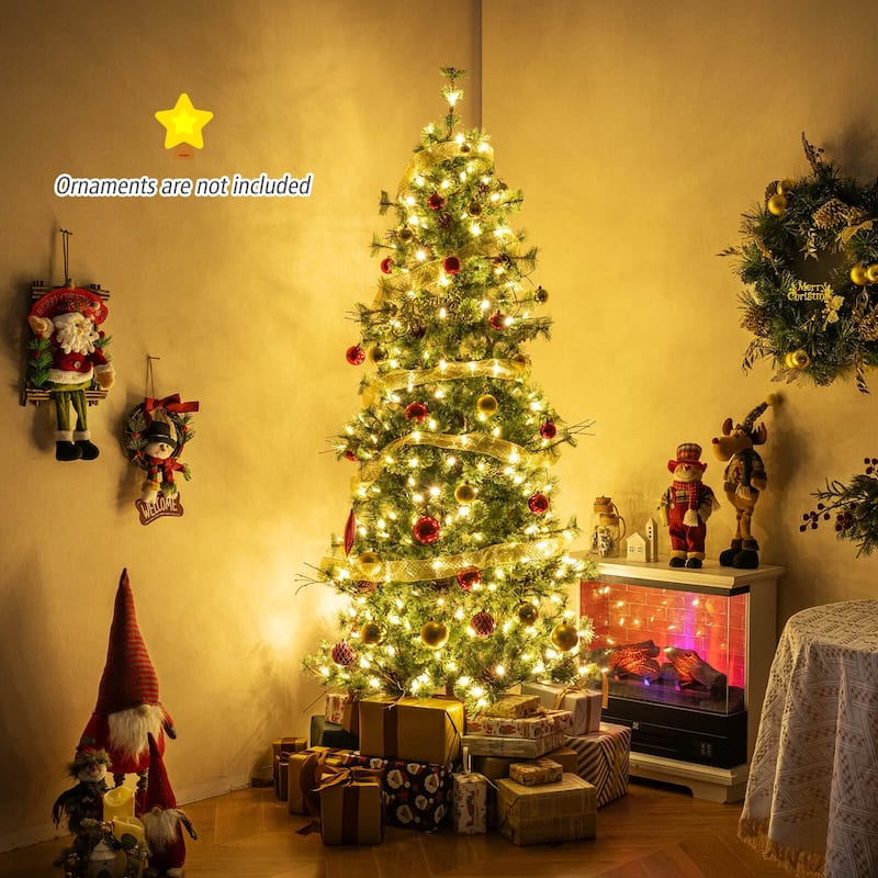 Costway 6/7/8 FT Artificial Christmas Tree with 370/502/702 Branch & - See Details - Green