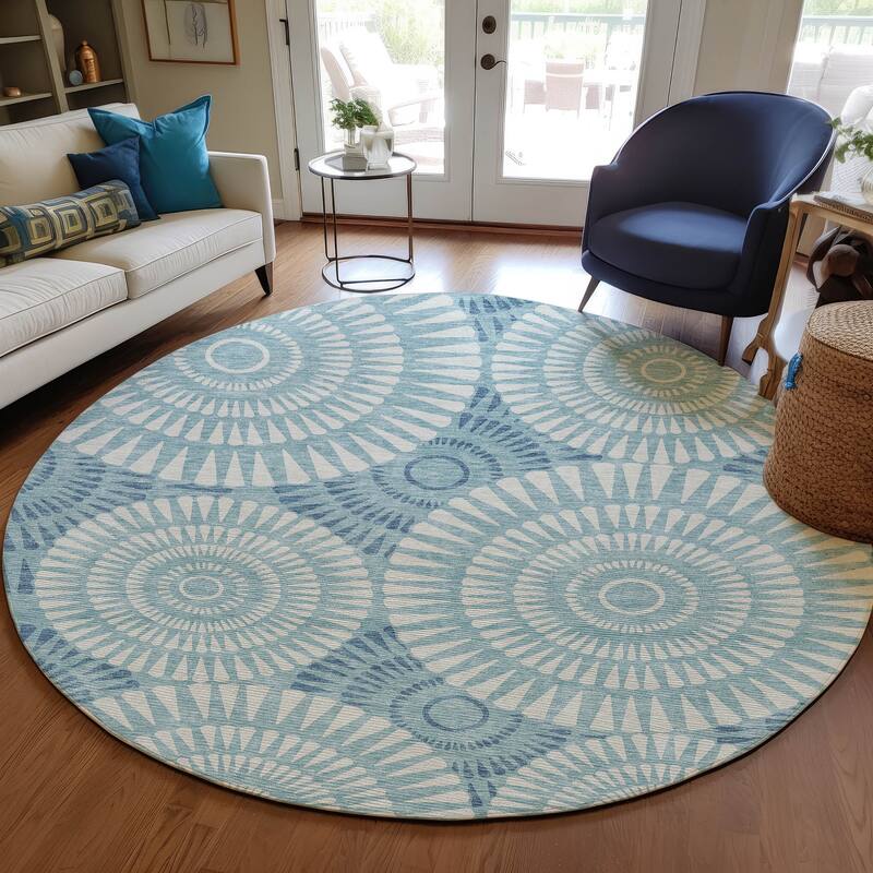 Machine Washable Indoor/ Outdoor Chantille Modern Burst Rug