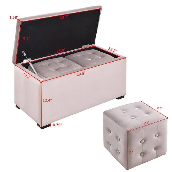 Shop Costway 3 Piece Tufted Microfiber Storage Bench With 2 Cube