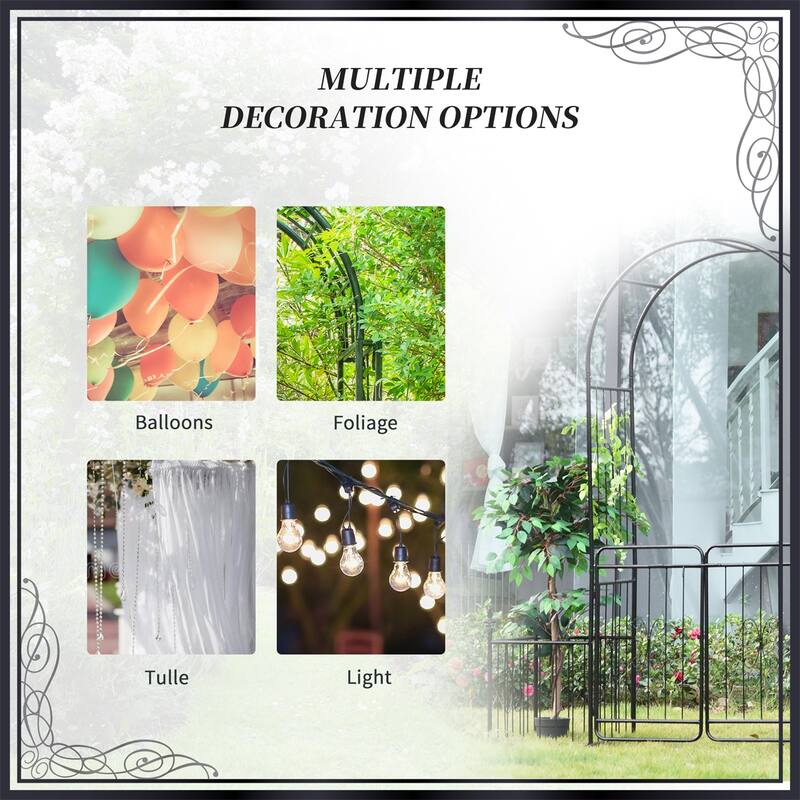 Outsunny 86"Garden Arbor Arch Gate w/Trellis Sides for Climbing Plants