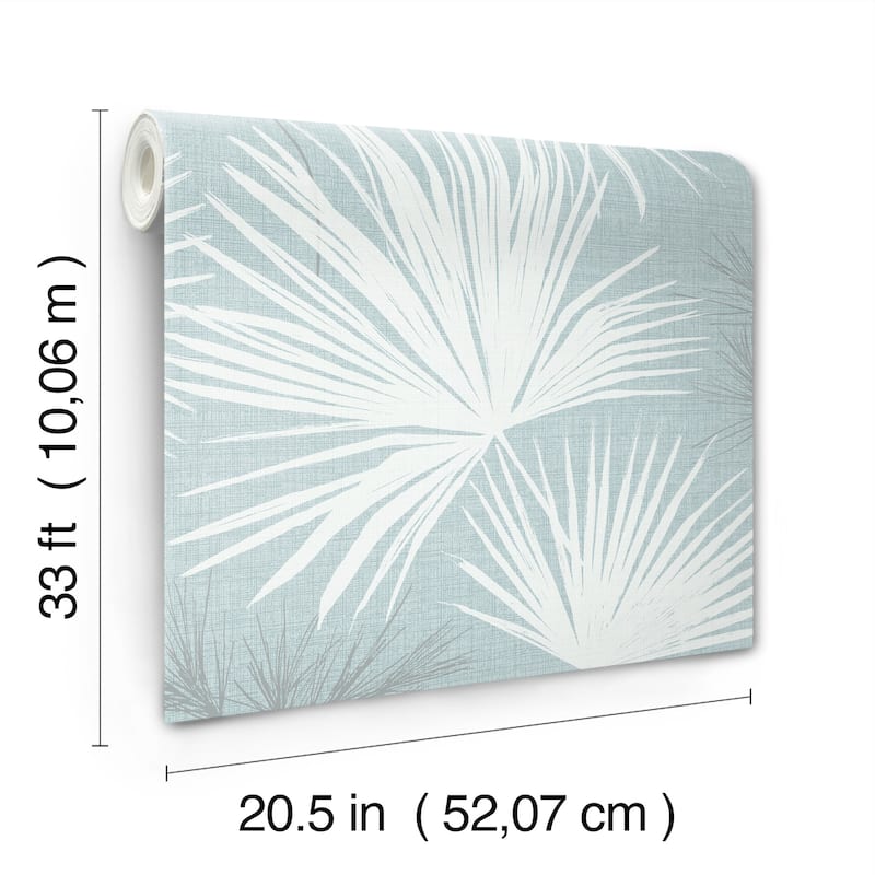 A-Street Prints Hatteras Sky Blue Palms Wallpaper