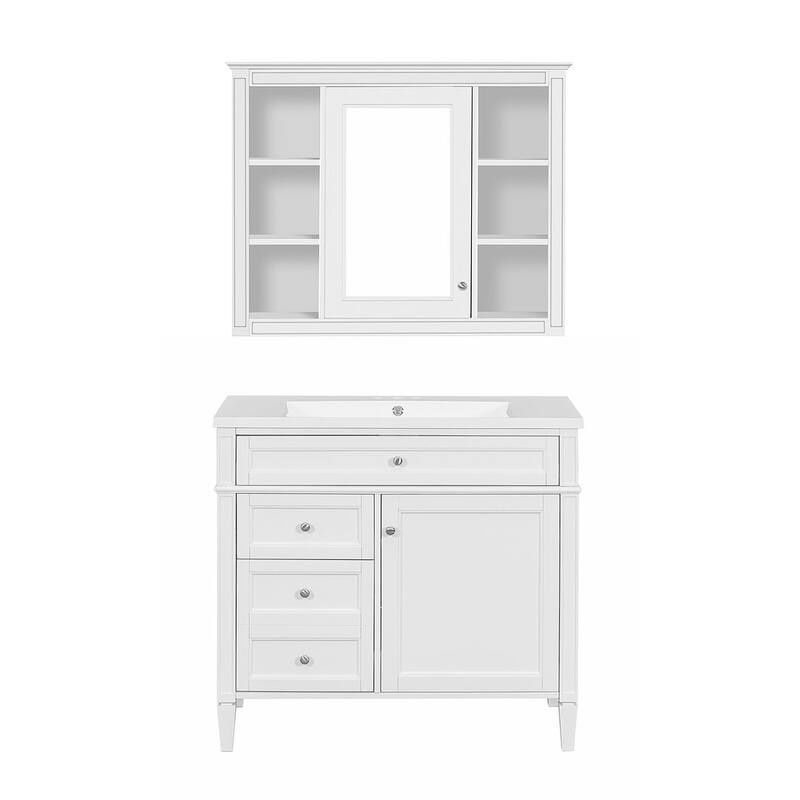36" Modern Bathroom Vanity with Sink and Medicine Cabinet,2 Soft Closing Doors and 4 Drawers
