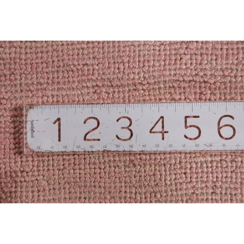 Hand Knotted Oriental 100% Wool Carpet Modern Solid Pink Gabbeh Area Rug - 12' 4'' X 9' 1''