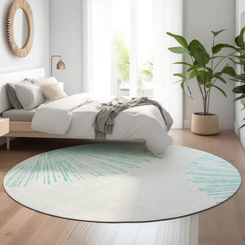 Premium Washable Super Soft Abstract Blast Mayfield Rug - Teal - 8' x 8' - Round