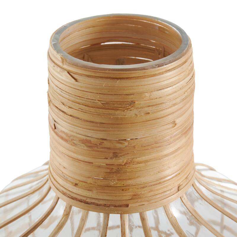 Clear Glass Handmade Rattan Wrapped Vase (Set of 2)